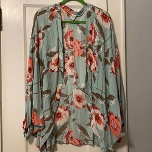 Mint green floral cocoon cardigan